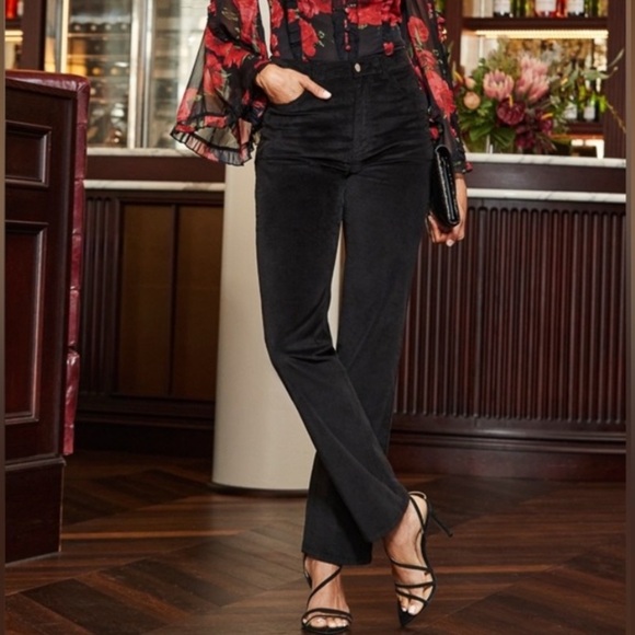 Sundance Velveteen Jeans Black Size 6 Stretch Velvet Quiet Luxury Academia Mod - Picture 16 of 16